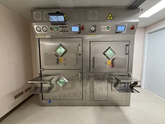 Sistema di purificazione con filtrazione HEPA per cella calda I131 (Classe A), che garantisce la manipolazione sicura e il contenimento di sostanze radioattive